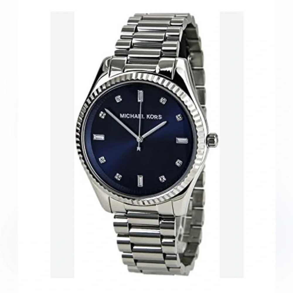 Michael Kors Silver Bracelet Watch with Navy Dial